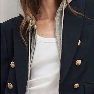 Veronica Beard Gray Hoodie Dickey with Drawstrings